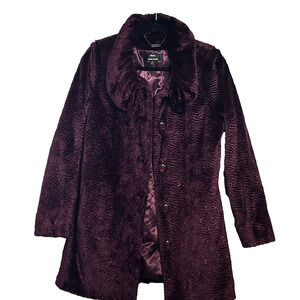 Dennis Basso Womens Coat XS Fax Fur Purple Indie Funky Wild Hippie Y2K Boho Punk